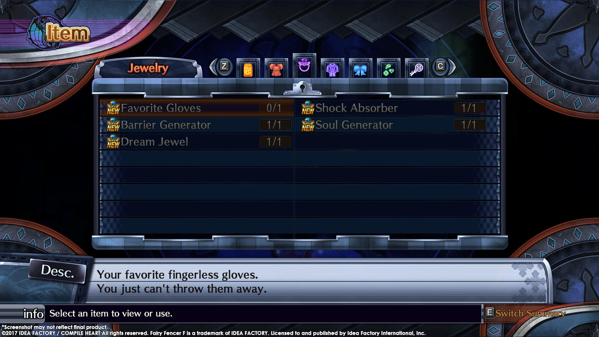 Fairy Fencer F ADF Veteran Fencer Accessory Set screenshot 1