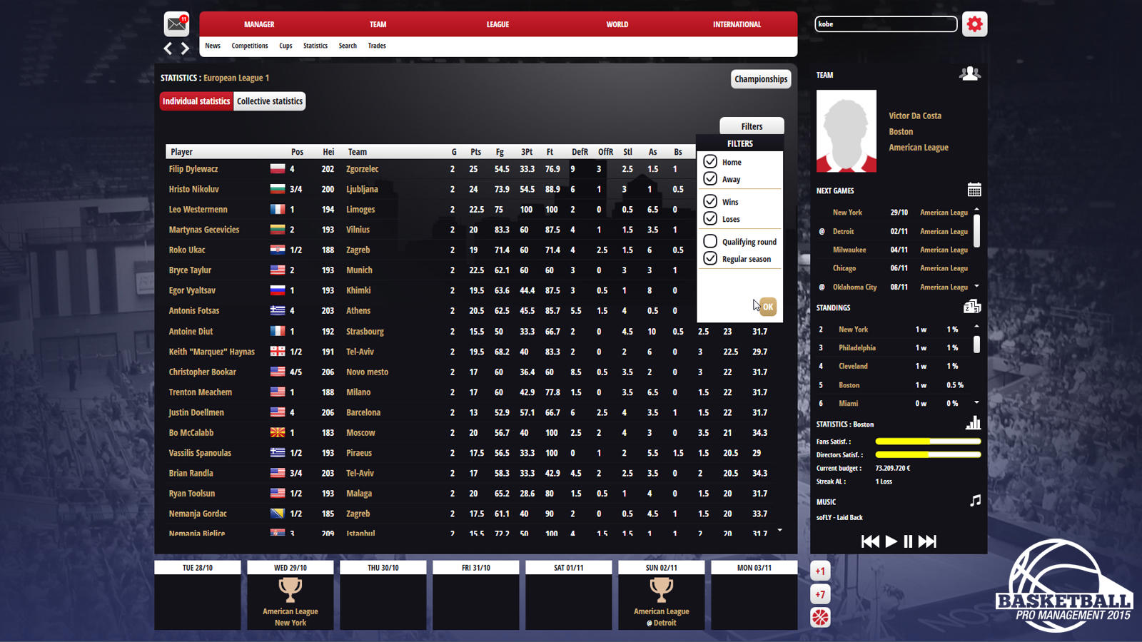 Basketball Pro Management 2015 screenshot 1